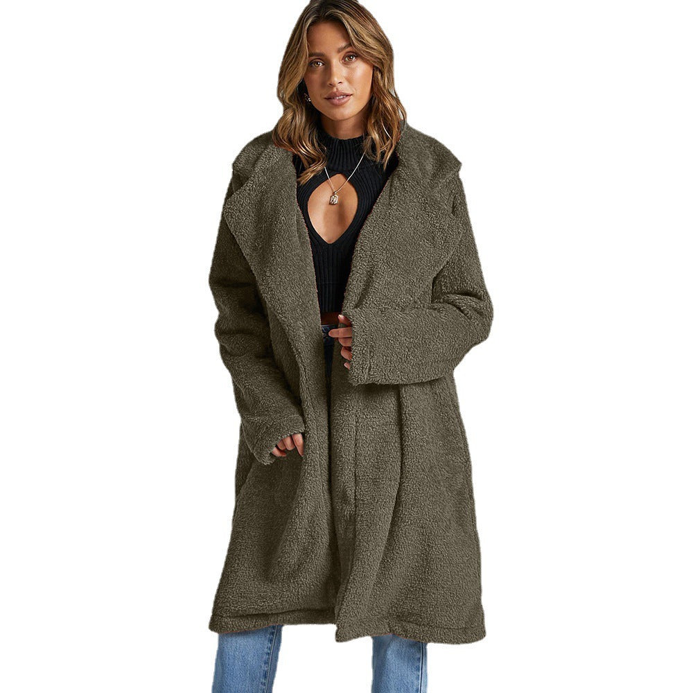 Ladies Long, soft Teddy coat with Lune London revers