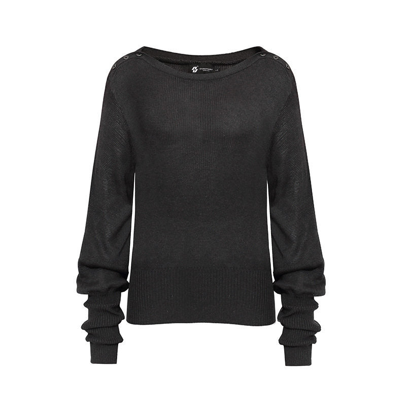 Women's lightweight fine knit pullover with dropped shoulders and long ruffled sleeves Amarae