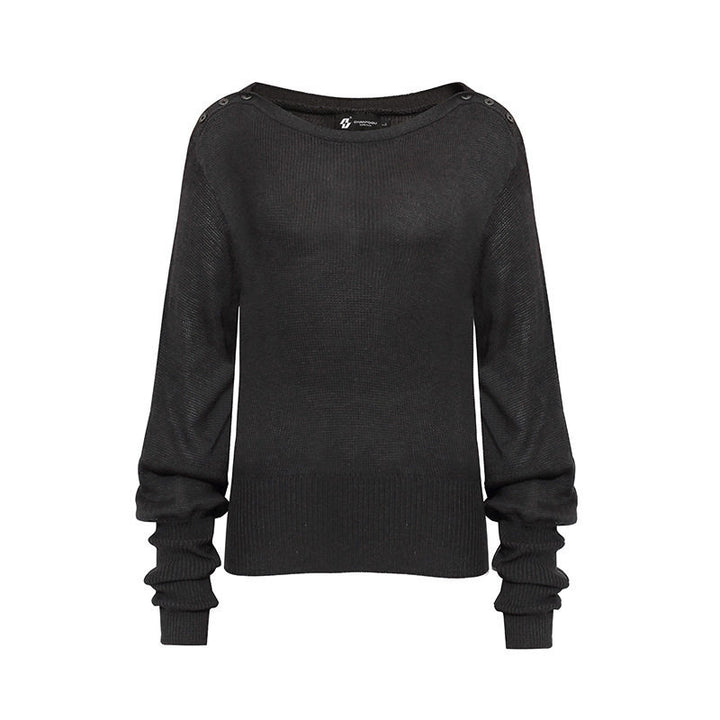 Women's lightweight fine knit pullover with dropped shoulders and long ruffled sleeves Amarae