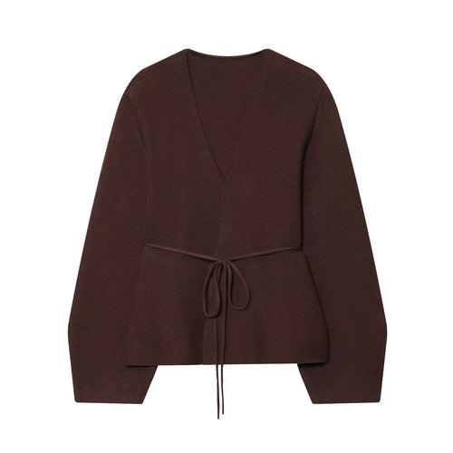 Knitted women's jacket with an elegant fit and a V-neck Amarae