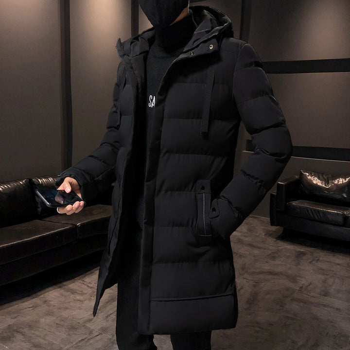 Long insulated puffer jacket for men with hood Amarae