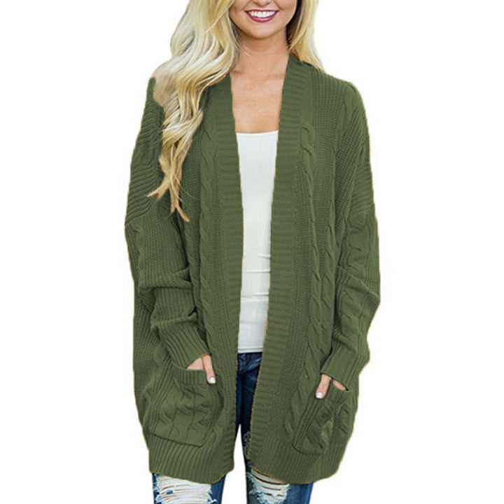 Casual cardigan for women with cable pattern and large pockets Lune London