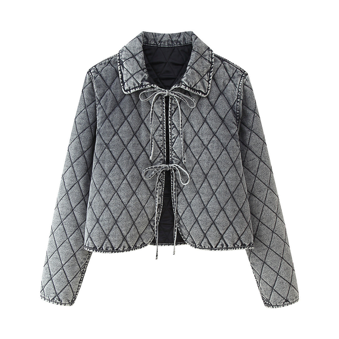 Ladies quilted transitional jacket with adjustable waist cord Lune London