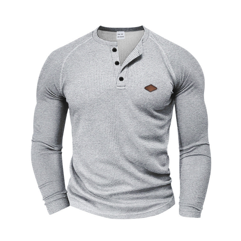 Long sleeve shirt for men in textured fabric with practical buttons Amarae