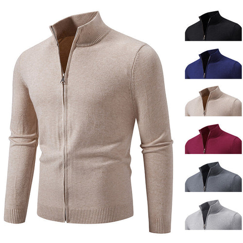 Men's Cardigan with Modern Stand-Up Collar and Functional Zipper Amarae