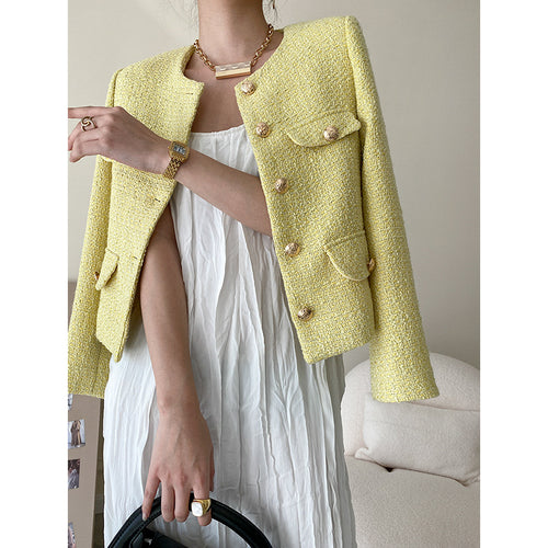 Women's elegant tweed jacket with decorative button details Chic & Stil