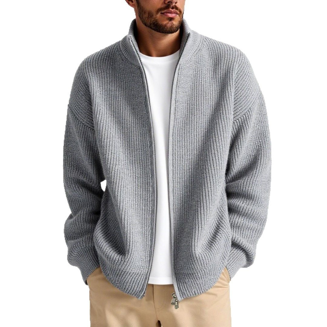Men's knitted jacket with high collar and convenient zipper Lune London
