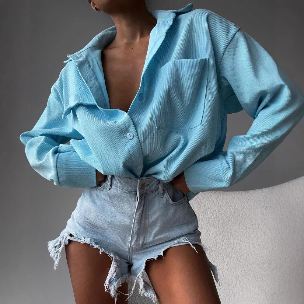 Casual shirt jacket for women in soft textured material Amarae