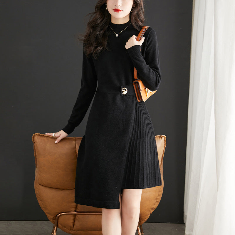 Robe tricotée pour femmes avec un design côtelé élégant et une coupe asymétrique Chic & Stil