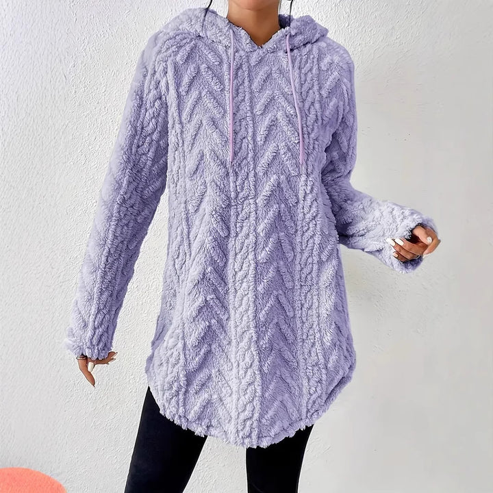Ladies pleasant fleece pullover with hood and structured design Lune London