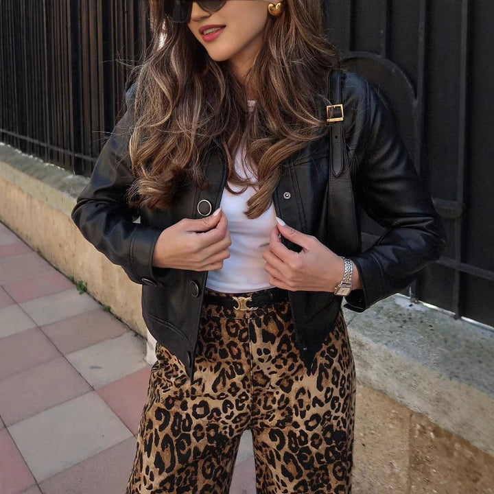 Lune London Women's Leopard Print Palazzo Pants