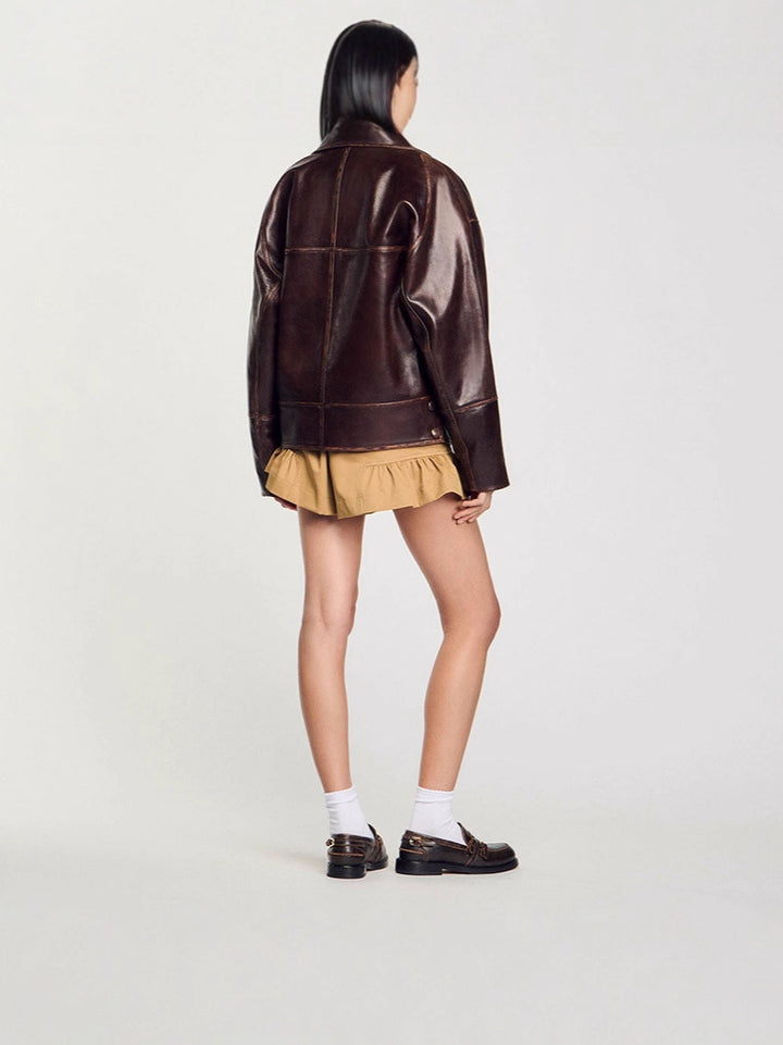 Faux leather jacket for women in a casual style with practical pockets and elegant lapels Lune London