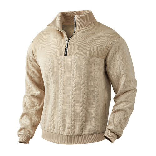 Men's Stylish Knitted Sweater with High Collar and Zipper Amarae