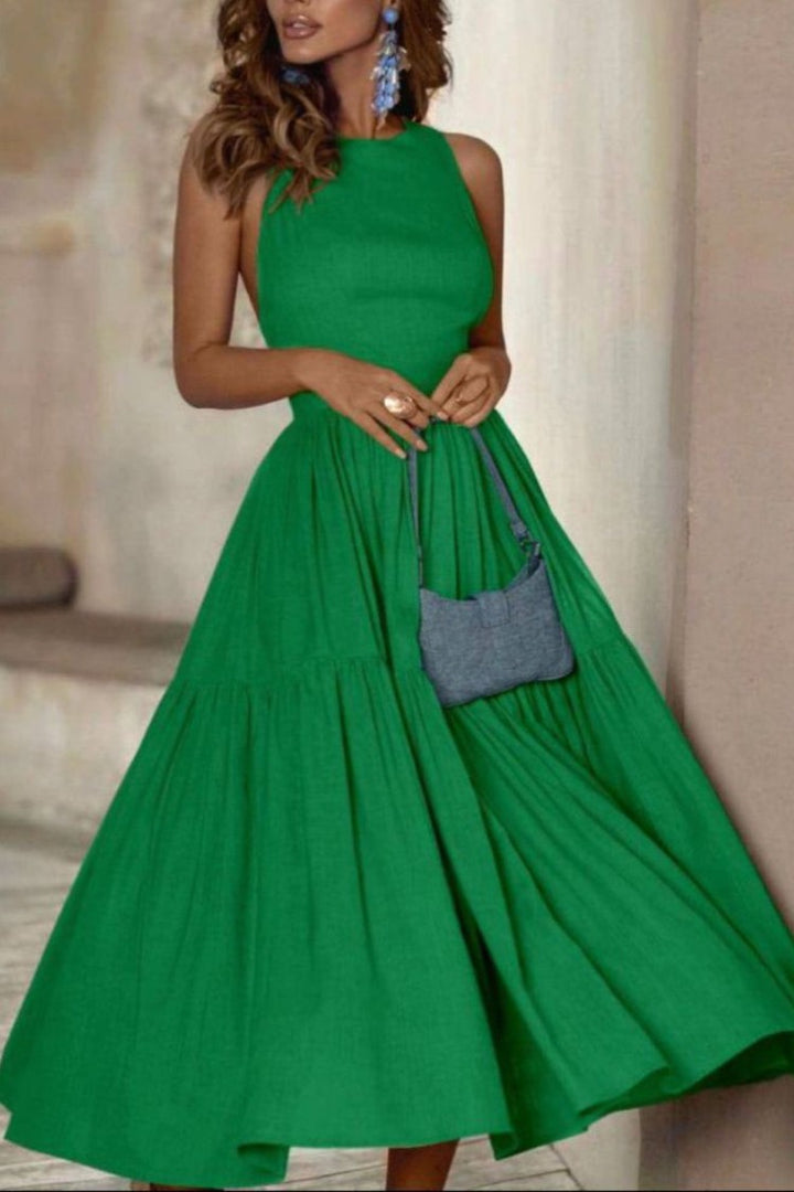 Ladies Elegant Long Sleeve Dress with Long Skirt and Refined Pleats Lune London