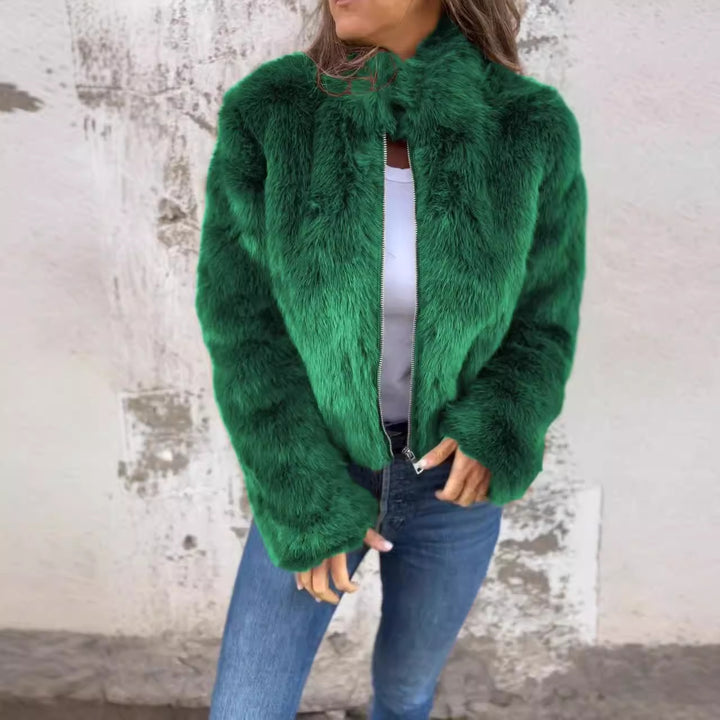 Ladies comfortable fleece jacket with high collar and zipper Lune London