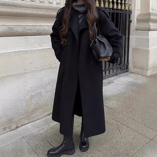 Oversized trench coat for women in soft wool blend Amarae