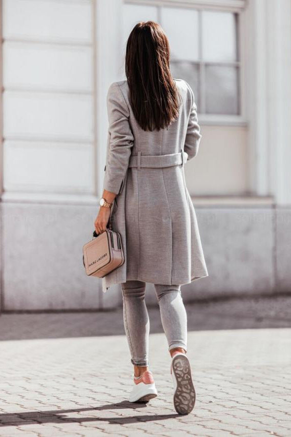 Ladies elegant wool coat with oversized fit and structured sleeves Amarae