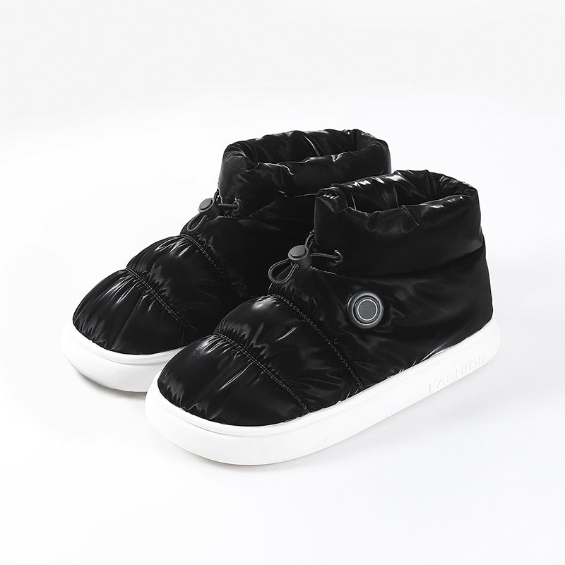 Unisex Wattierte Thermo-Hausschuhe mit rutschfester Sohle und verstellbarem Kordelzug Drune