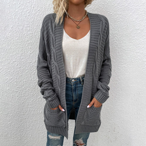 Cardigan en tricot épais pour femmes avec décolleté en V plongeant et poches pratiques Chic & Stil
