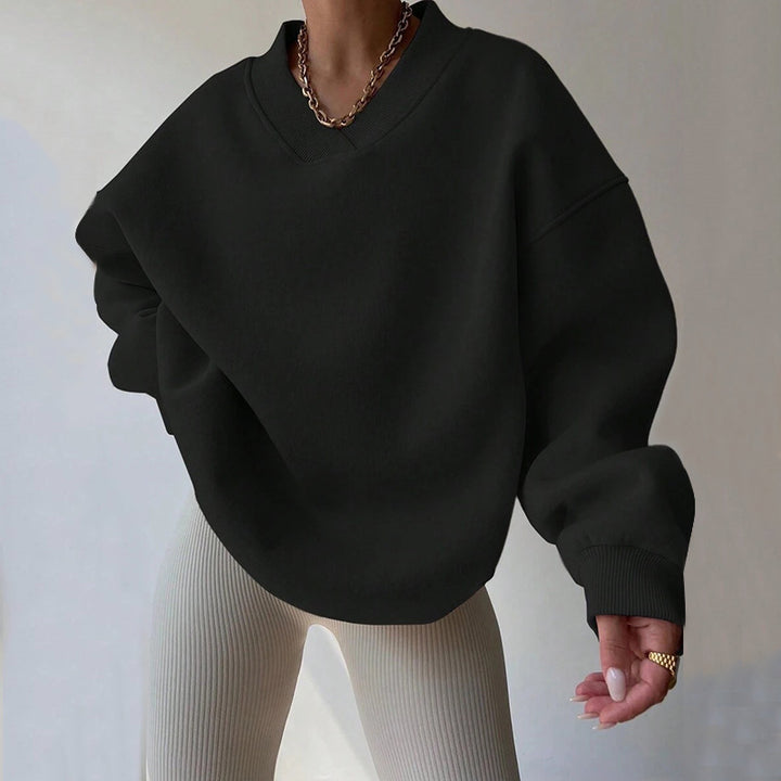 Oversized sweatshirt for women with deep V-neck and relaxed fit Lune London