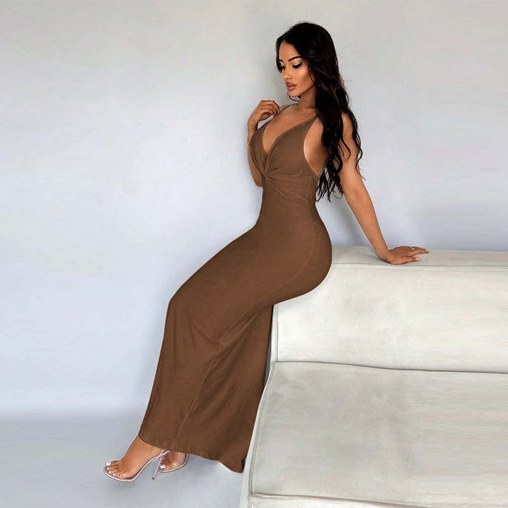 Robe maxi pour femme avec décolleté en V profond et coupe étroite Chic & Stil