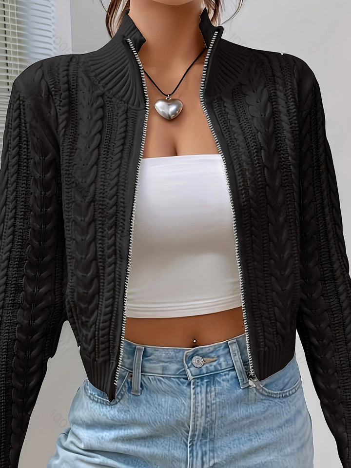 Design knit jacket for women with an innovative cable pattern and elegant details Lune London
