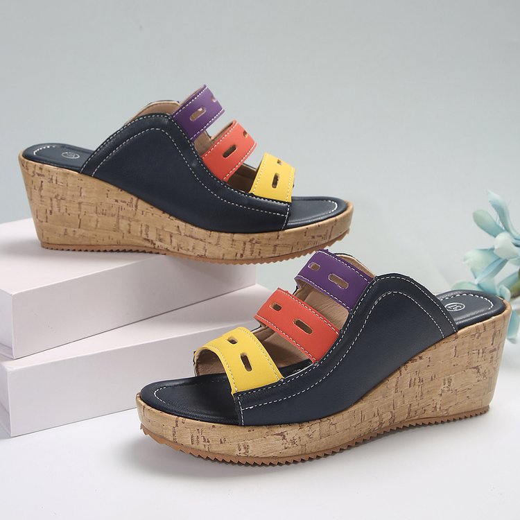 Wedge sandals for women with colorful straps Lune London
