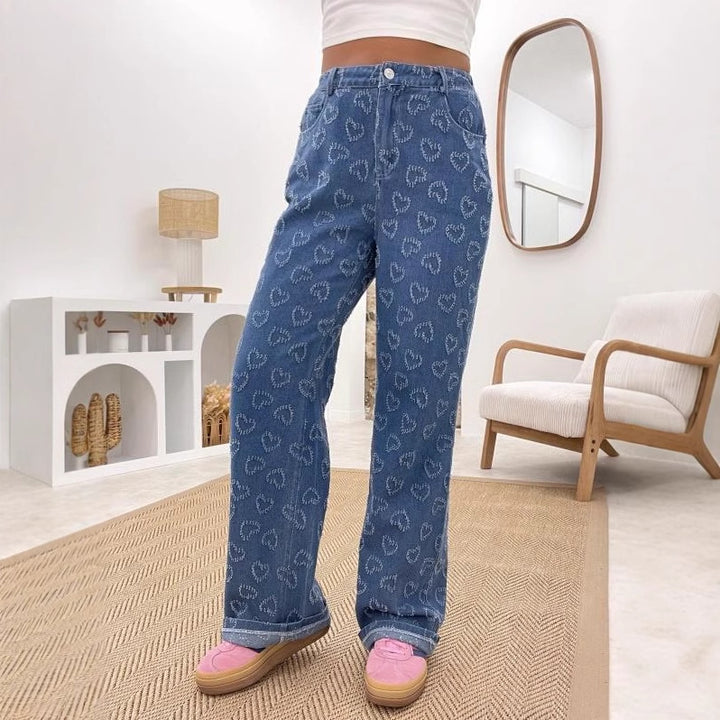 Casual fit women's jeans with floral pattern Chic & Stil