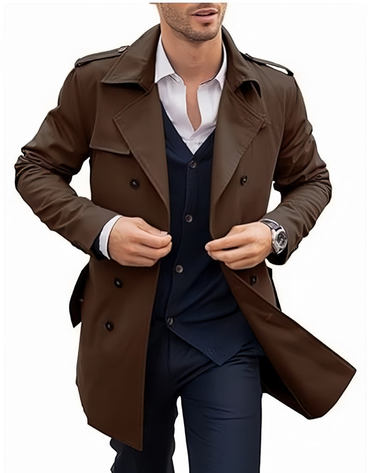 Elegant trench coat for men with textured design and double row of buttons Amarae