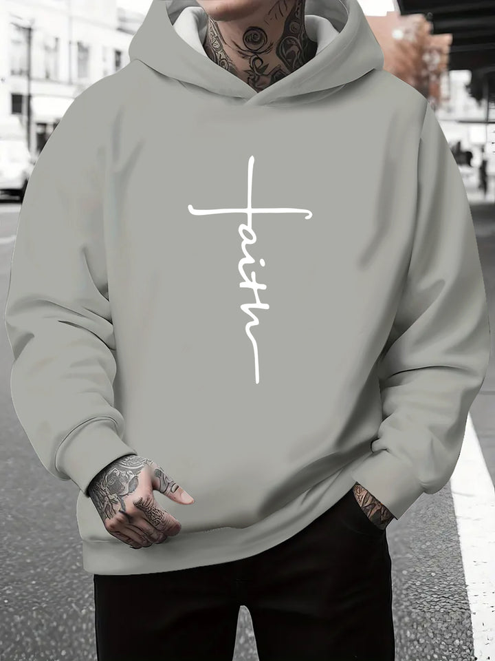 Men's hoodie with a subtle gradient of colors and an inspiring inscription Amarae