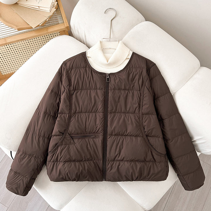 Women Comfortable Quilted Leisure Jacket with High Collar and Side Pockets Lune London