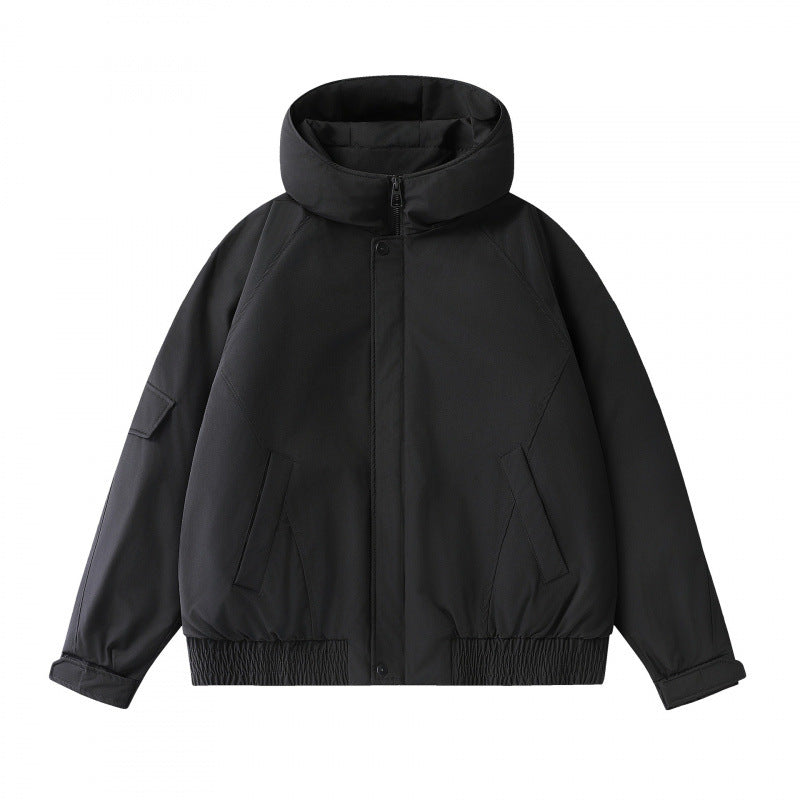Unisex Boxy padded transition jacket with high stand-up collar, quilted lining, and elastic hem Amarae