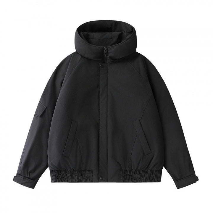 Unisex Boxy padded transition jacket with high stand-up collar, quilted lining, and elastic hem Amarae