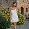 Lune London | Neckline Strap Dress with Feather Embroidery
