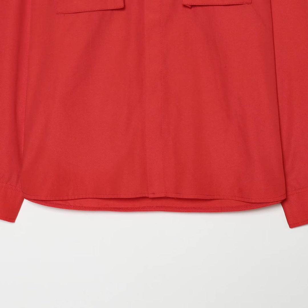 Women's overshirt with stand-up collar, patch chest pockets and concealed button placket Amarae