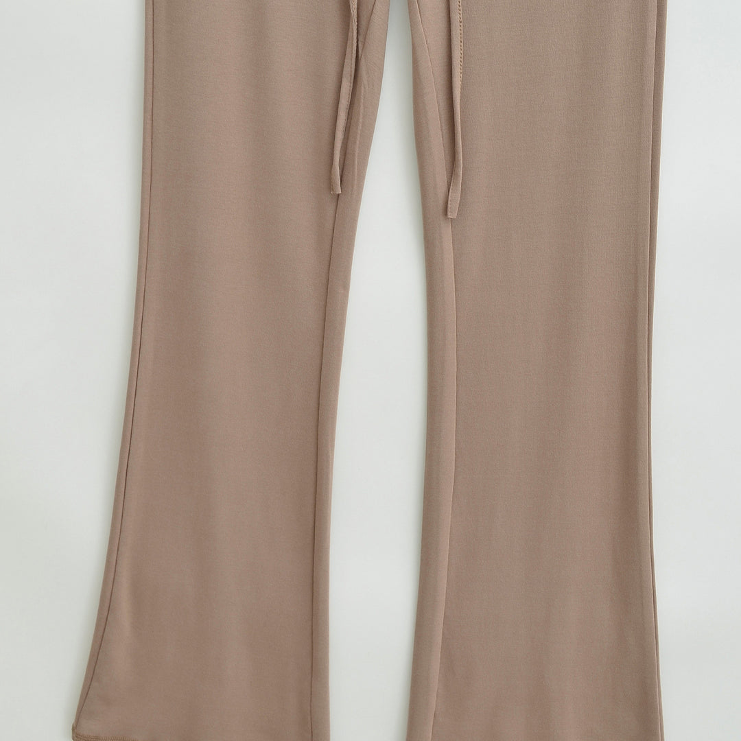 Women's Flowing Jersey Pants with High Waist, Drawstring and Flared Leg Amarae