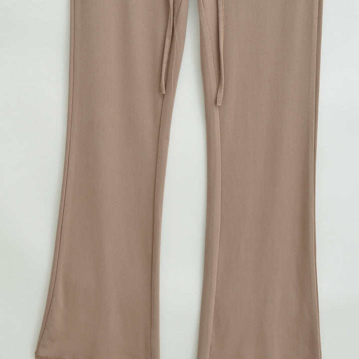 Women's Flowing Jersey Pants with High Waist, Drawstring and Flared Leg Amarae