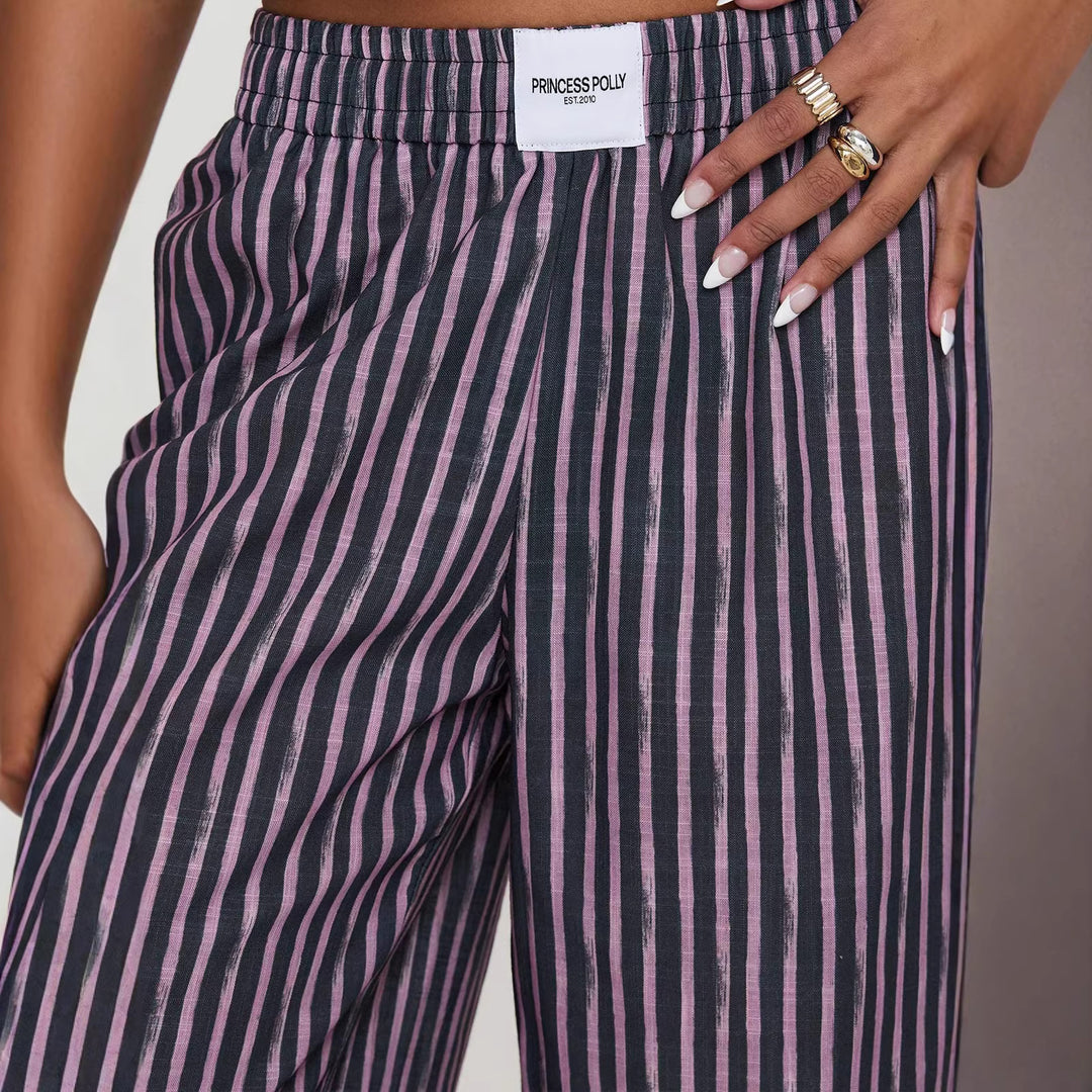 Pantalons rayés amples pour femmes Chic & Stil