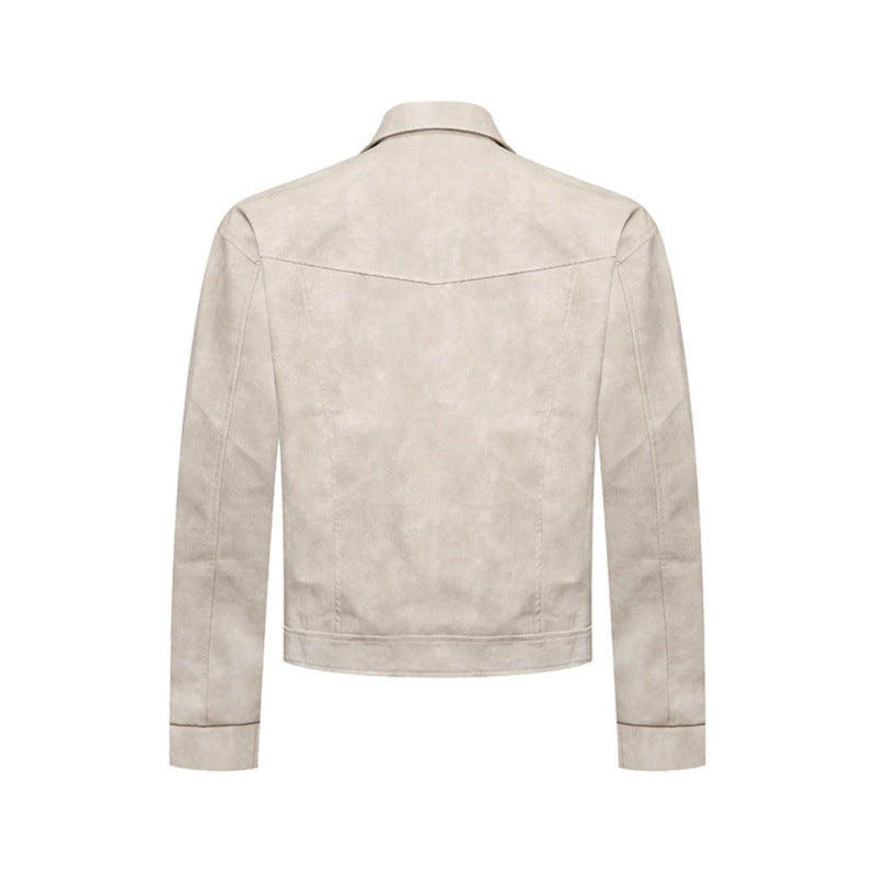 Men's short jacket in military marching look made of suede imitation with stand-up collar & decorative buttons Amarae