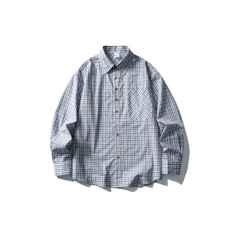 Men's Oversize Check Shirt with Chest Pocket and Relaxed Fit Amarae