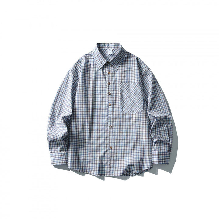 Men's Oversize Check Shirt with Chest Pocket and Relaxed Fit Amarae