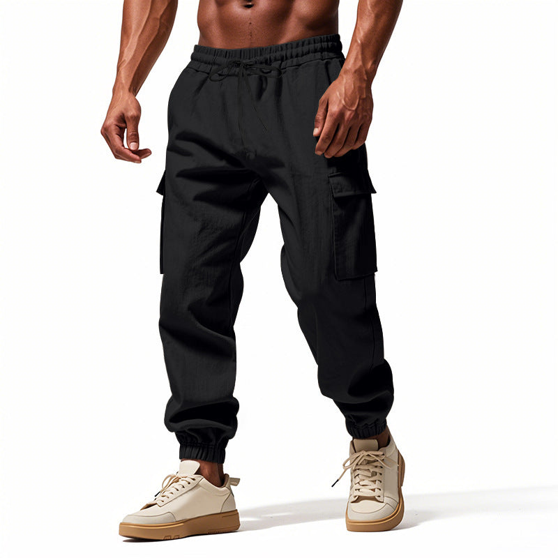 Men's Casual Cargo Pants with Elastic Waist and Practical Side Pockets Lune London