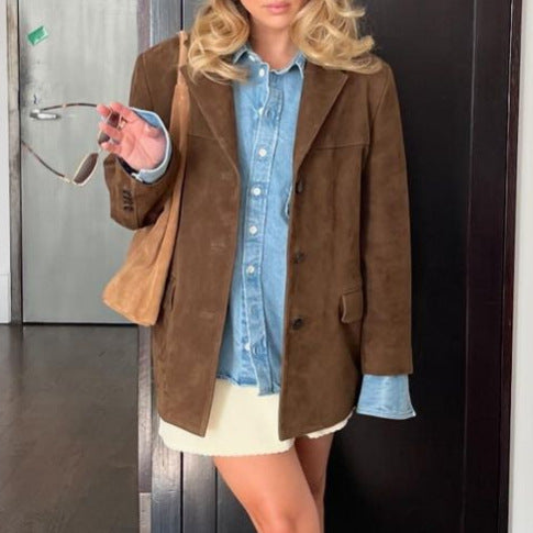 Womens Oversized Wool Blazer with Structured Sleeves Amarae
