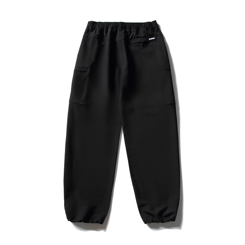 Men's Technical Cargo Casual Pants with Elastic Waistband, Knee Panels, and Zipper Pockets Amarae