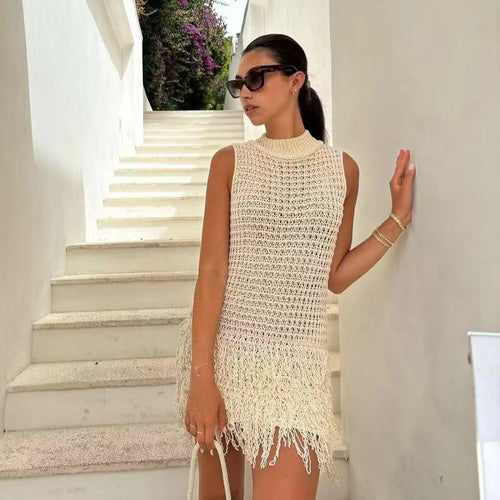 Knit dress for women with fringes and luxurious design Amarae