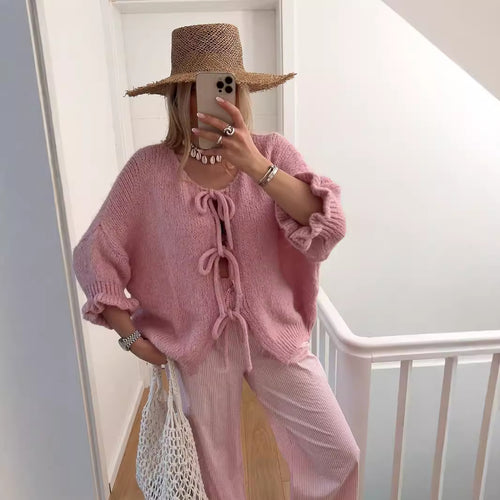 Casual cardigan for women with playful lace details and short sleeves Amarae