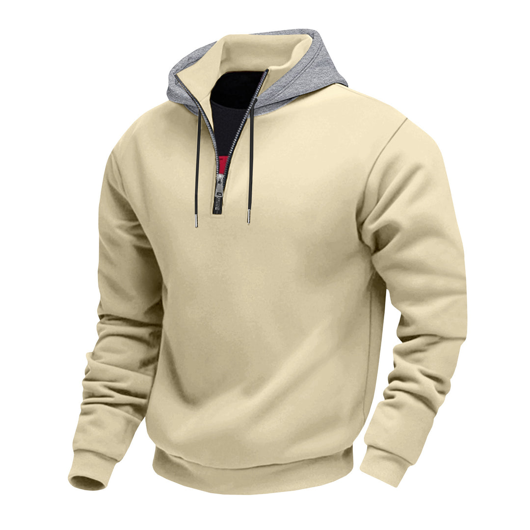 Men's half-zip hoodie with contrasting inner lining Chic und Stil