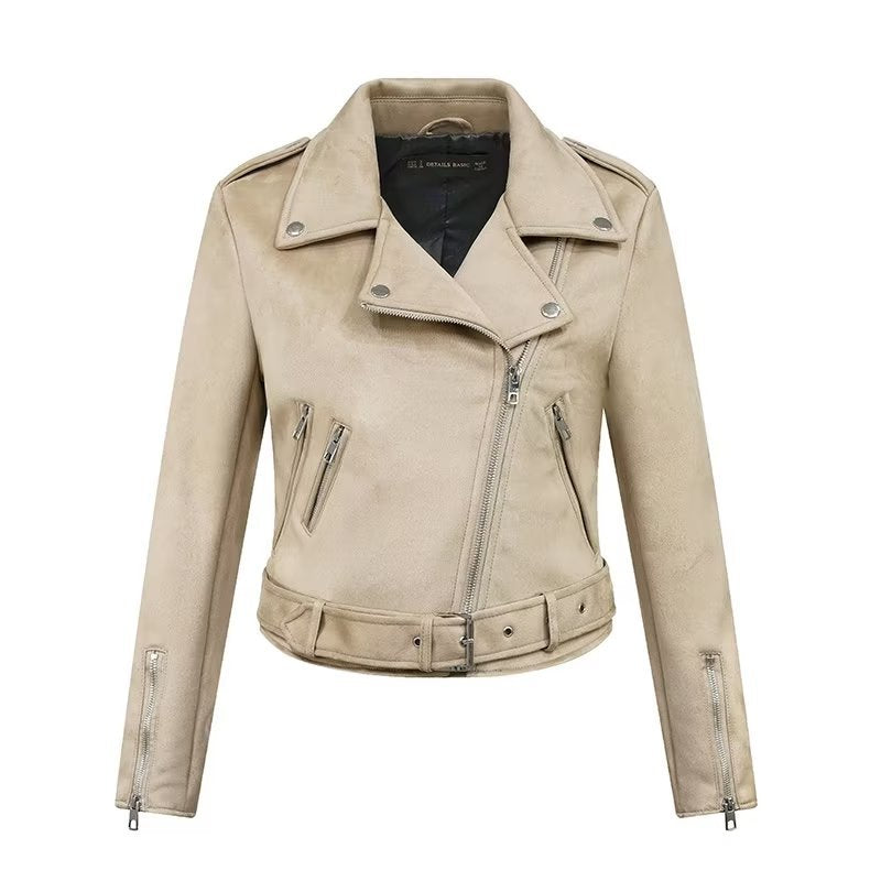 Stylish biker jacket for women with an elegant look in suede with practical pockets Lune London