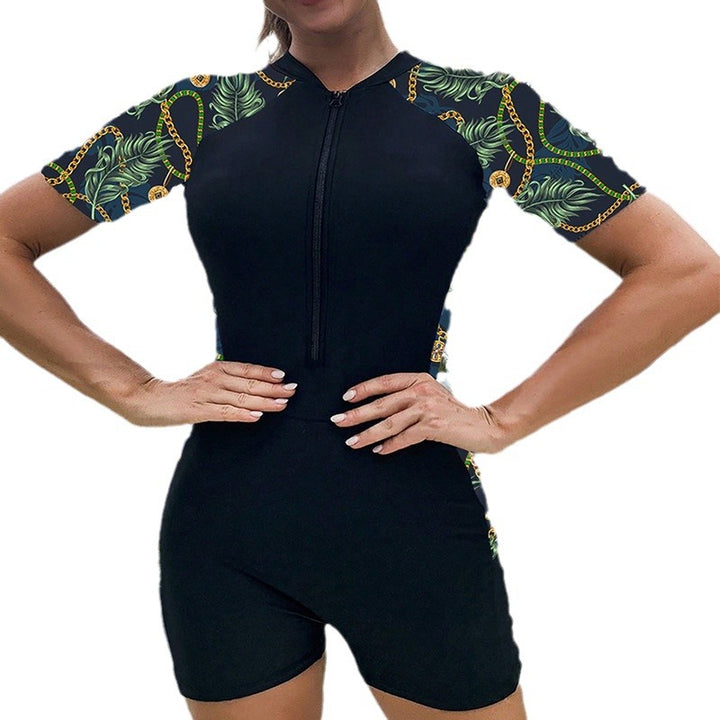 Ladies Short Sleeve Zip Rash Guard Swimsuit Lune London