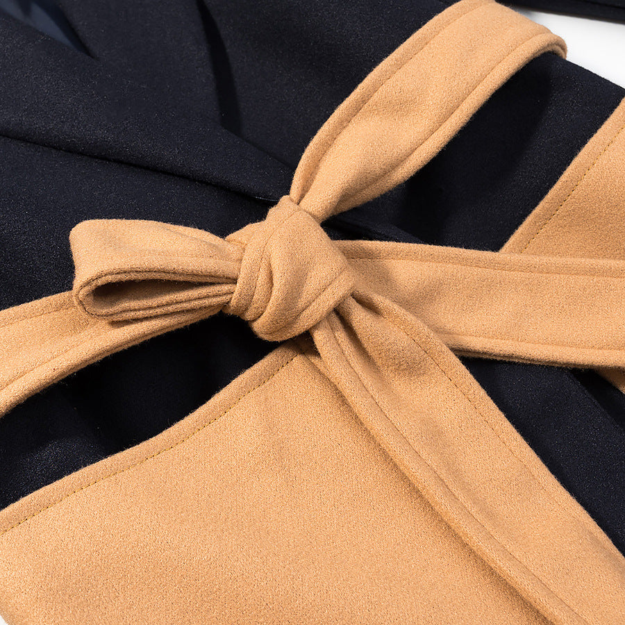 Dames Élégante Veste avec Ceinture et Décoration en Fausse Fourrure Chic & Stil